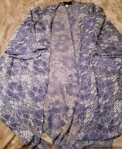 Blue Rain Blue Lace Kimono 3/4 Sleeves Size Medium